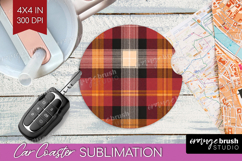Tartan Plaid Car Coaster - Tartan Pattern Coaster PNG Product Image 1