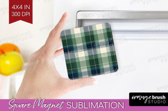 Tartan Plaid Magnet Sublimation - Tartan Pattern Square PNG Product Image 1