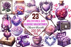 Classic Valentines Day Clipart Bundle, Classic Valentines Day, Classic Valentine, Pink Valentine, Clipart, Classic, Watercolor Clipart, background, Pink, Love , Heart, Rose, Celebration, Diy, Valentines Day Png