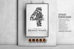 Classic vintage luxury number 4 monogram logo outline Product Image 1