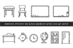 Classroom Furniture & School Equipment Outline Icon Product Image 1