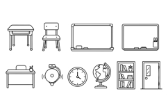 Classroom Furniture &amp; School Equipment Outline Icon Pack Product Image 2