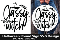 Halloween Round Sign SVG Bundle - Halloween Door Sign Product Image 3