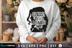 Classy With A Savage Side SVG, Sarcastic SVG Design Product Image 1