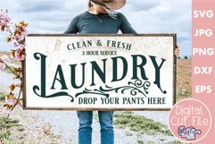 Vintage Farmhouse Home Sign | Clean And Fresh Laundry Svg Product Image 1