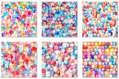 Watercolor seamless patterns with cute colorful houses, cube Product Image 2
