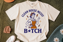 Clean House Messy B!tch Png, Retro House Wife Sublimation Product Image 2