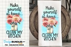 Clean My Kitchen Flowers In Vase | Kitchen Towel Sublimation Product Image 1