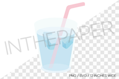 Clear glass with ice straw PNG summer clipart illustration Product Image 1