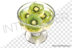 Clear green kiwi jelly in a glass PNG Clipart Watercolor Product Image 1