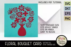 Floral Bouquet Card SVG - Floral Bouquet Card Cutting File Product Image 1