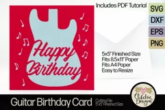 Happy Birthday Guitar Card SVG - Birthday Card Cutting File Product Image 2