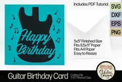 Happy Birthday Guitar Card SVG - Birthday Card Cutting File Product Image 1