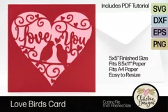 I Love You Card SVG - Love Birds Card Cutting File Product Image 1