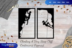 Man and Woman Climbing a Steep Cliff Continuous Papercut Product Image 1