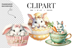 Easter Bunny Dessert Watercolor Clipart Product Image 1