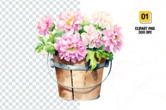 Floral Bucket Watercolor Clipart Sublimation Product Image 1