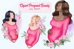 pregnant woman clipart, maternity, pregnant card Product Image 1