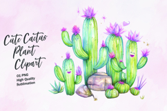 Cute cactus plant watercolor clipart Product Image 1