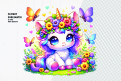 Unicorn Kitty With Flower Crown &amp; Butterflies Product Image 1