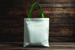 White tote bag on wooden background Product Image 1