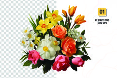 Watercolor Floral bouquet clipart sublimation Product Image 1