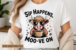 Highland cow with coffee quote t-shirt sublimation svg Product Image 1
