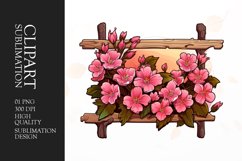 Watercolor floral wooden sign board clipart Product Image 1