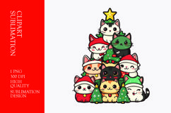 Stack of cats on palm tree watercolor clipart sublimation Product Image 1