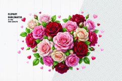 Heart-Shaped Rose Bouquet Clipart Sublimation PNG Product Image 1