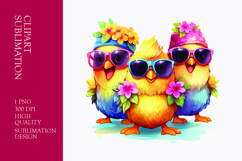 Cute chicken with sun glasses and flower watercolor clipart Product Image 1