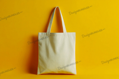 White tote bag on yellow background Product Image 1