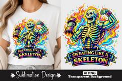 Sweating Like a Skeleton Funny Gym Skeleton Workout T-Shirt Product Image 1