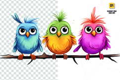 Watercolor colorful cute birds clipart Product Image 1