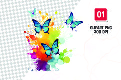 Colorful butterfly watercolor clipart sublimation Product Image 1