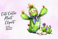 Cute cactus plant watercolor clipart Product Image 1