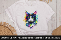 Colorful cat watercolor clipart sublimation Product Image 1