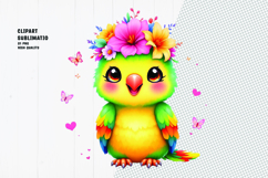 Cute owl, floral crown, watercolor clipart Product Image 1