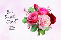 Roses bouquet watercolor clipart png Product Image 1