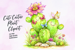 Cute cactus plant watercolor clipart Product Image 1