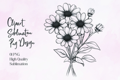 Butterfly on sunflower black outline clipart PNG Product Image 1