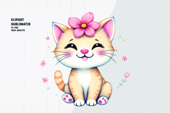 Cute cat, floral crown, watercolor clipart Product Image 1