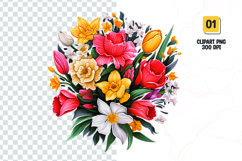 Watercolor Floral bouquet clipart sublimation Product Image 1