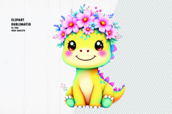 Cute dragon, crown flower, watercolor clipart Product Image 1