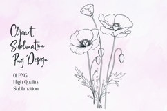 Elegant Floral Line Art Clipart Sublimation Design Product Image 1