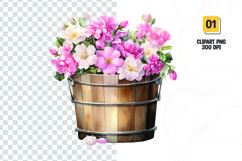 Floral Bucket Watercolor Clipart Sublimation Product Image 1