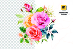 Watercolor flower clipart sublimation png Product Image 1