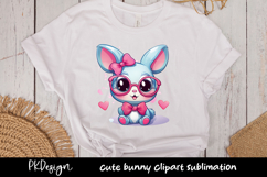 Cute bunny with bow clipart sublimation Product Image 1
