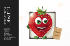 Cute Strawberry cartoon character clipart sublimation png Product Image 1