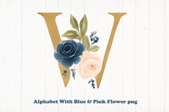 Alphabet, Letters, Monogram, blue &amp; pink flowers Product Image 1